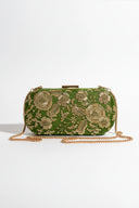Green Gardenia Velvet Clutch