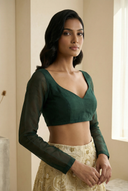 Evergreen Long Sleeve Adore Blouse - The Saree Room