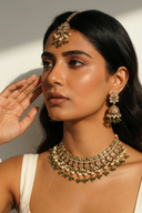 Forest Zari Pearl Tikka Set - The Saree Room