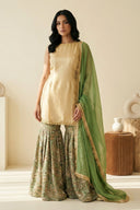 Green Damask Suit and Dupatta - The Saree Room