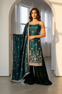 Teal Jardin Suit and Dupatta