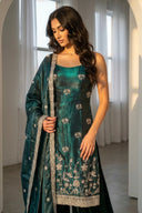Teal Jardin Suit and Dupatta