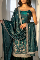 Teal Jardin Suit and Dupatta