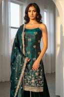 Teal Jardin Suit and Dupatta
