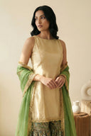 Green Damask Suit and Dupatta - The Saree Room