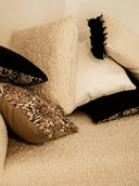 Beige Tassel Lumbar Pillow Cover - The Saree Room