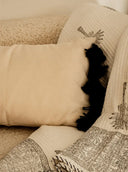 Beige Tassel Lumbar Pillow Cover - The Saree Room