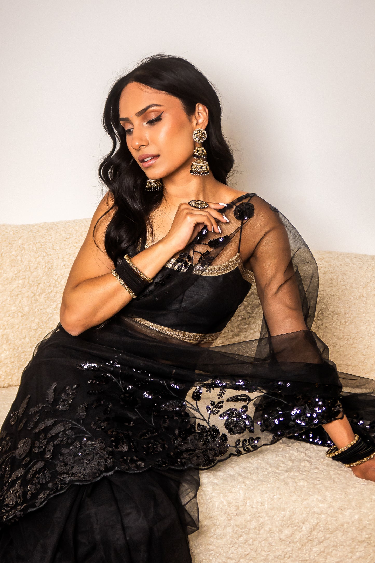 Onyx Opulence Easy-Drape Saree