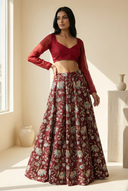 Maroon Long Sleeve Adore Blouse - The Saree Room