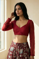 Maroon Long Sleeve Adore Blouse - The Saree Room