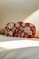 Maroon Gardenia Velvet Clutch