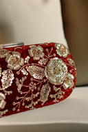 Maroon Gardenia Velvet Clutch