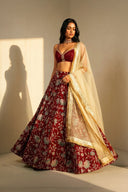 Maroon Lotus Skirt - The Saree Room