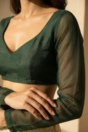 Evergreen Long Sleeve Adore Blouse - The Saree Room