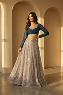 Indigo Long Sleeve Adore Blouse - The Saree Room