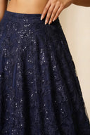 Navy Flora Skirt - The Saree Room