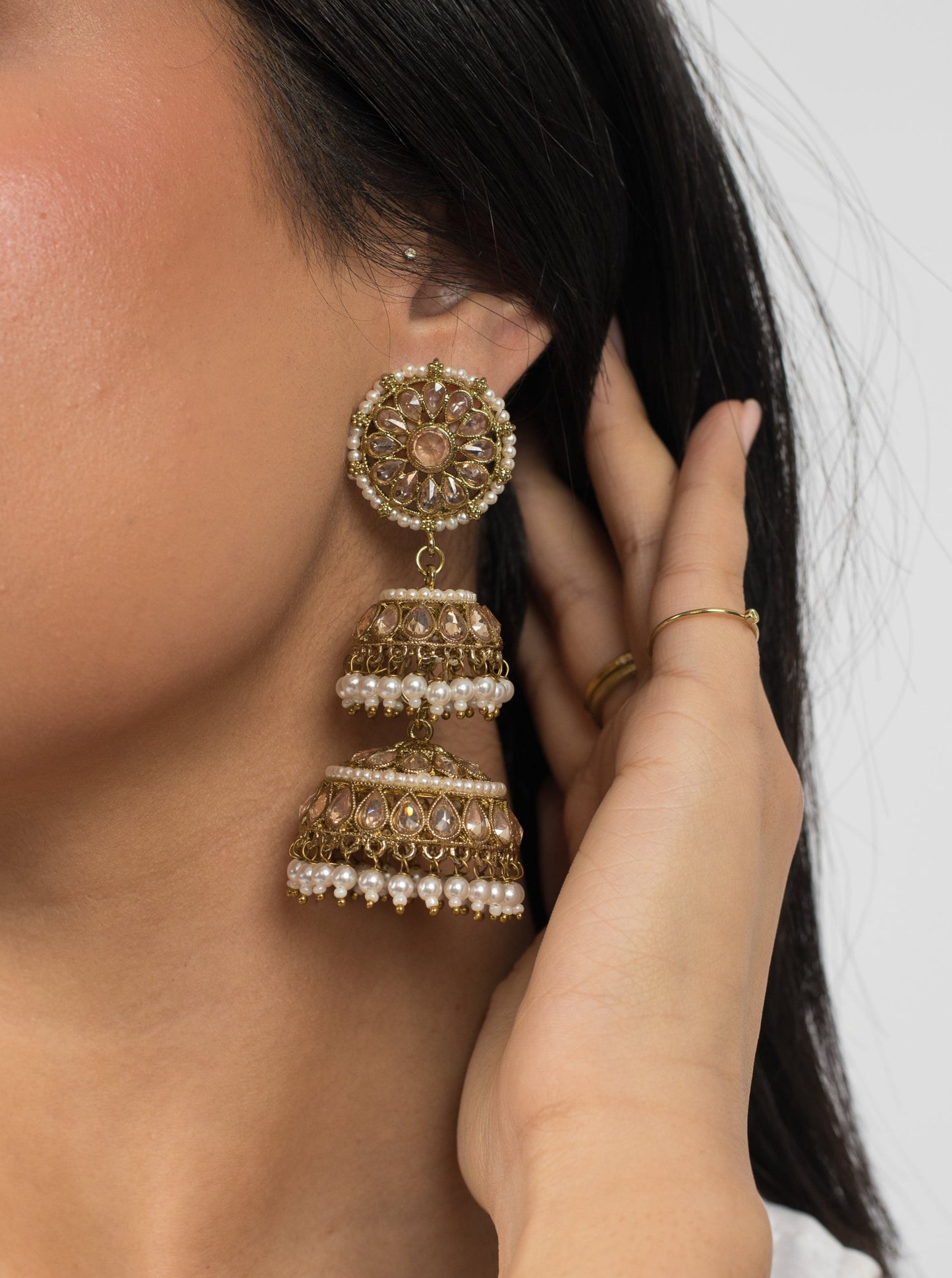 Champagne Stacked Jhumkis