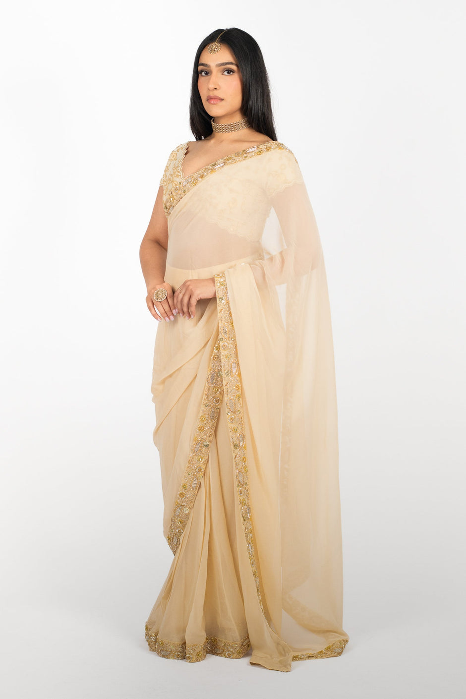Emerald Chiffon Easy-Drape Saree