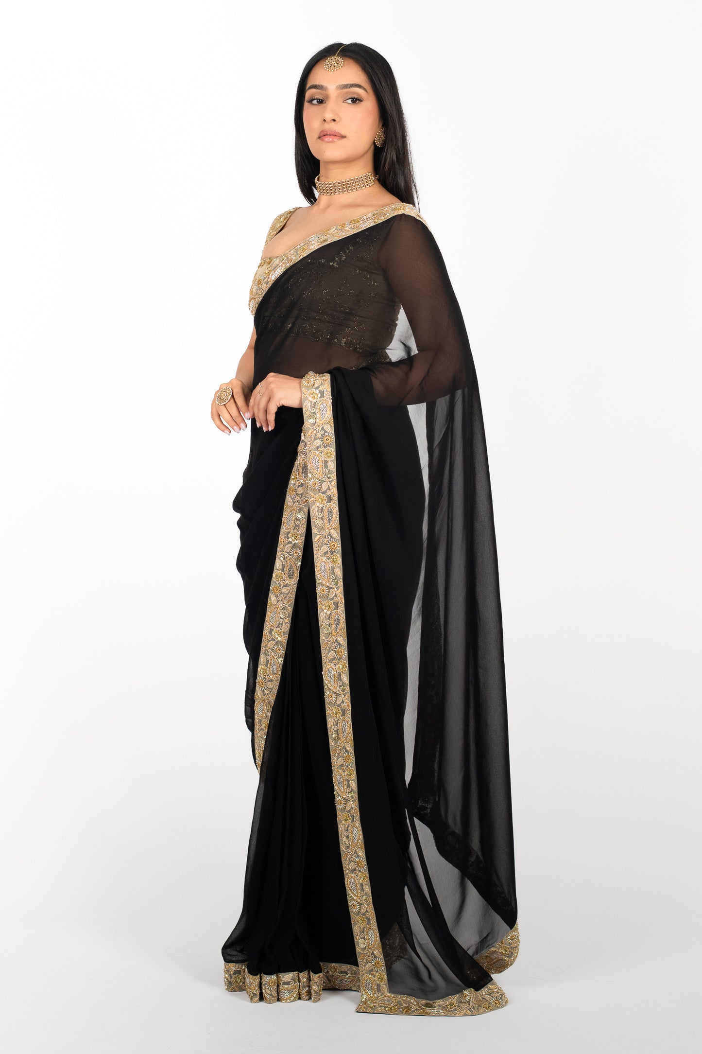Noir Chiffon Easy-Drape Saree