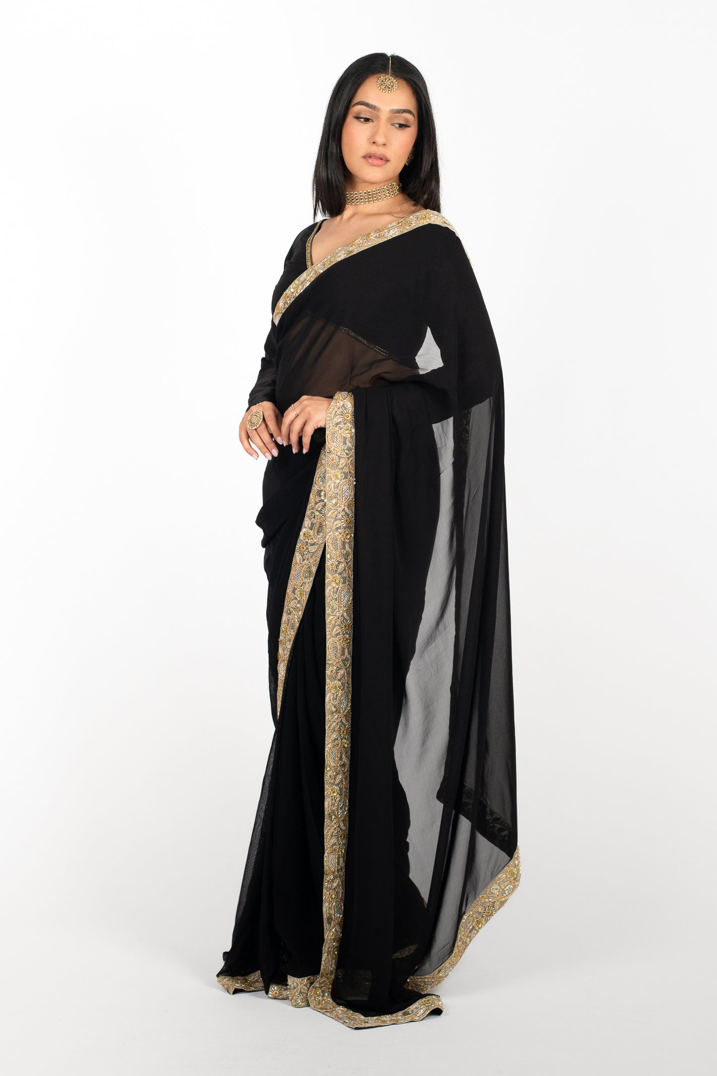 Noir Chiffon Easy-Drape Saree