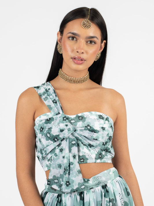Teal Poppy Blouse