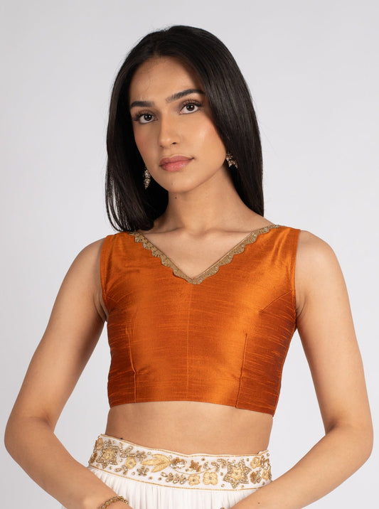 Burnt Orange Backless Blouse