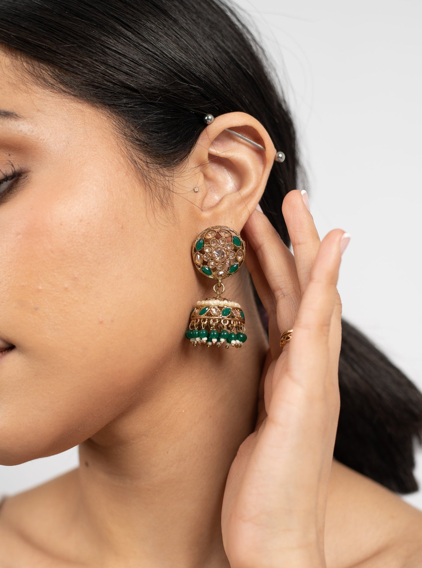 Classic Emerald Jhumkis