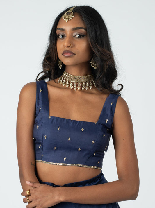 Navy Clover Blouse