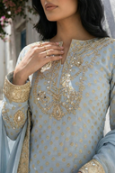Ice Blue Maha Suit And Dupatta