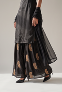 Noir Paisley silk halter-neck suit and georgette dupatta