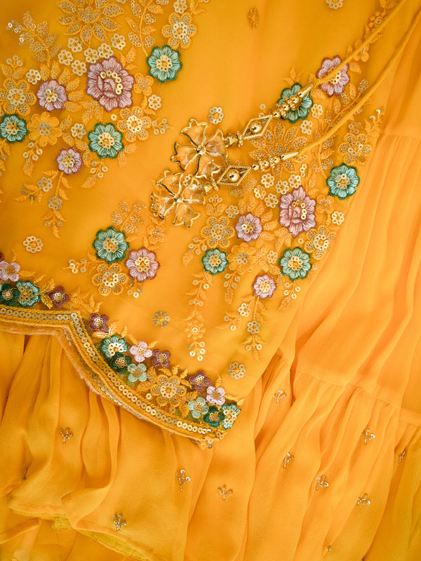 Marigold Floral Suit | The Saree Room