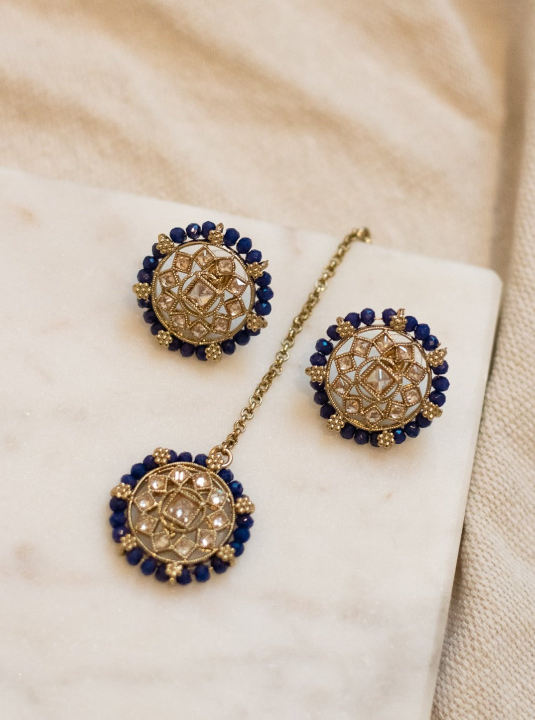 Navy Aarya Tikka Set