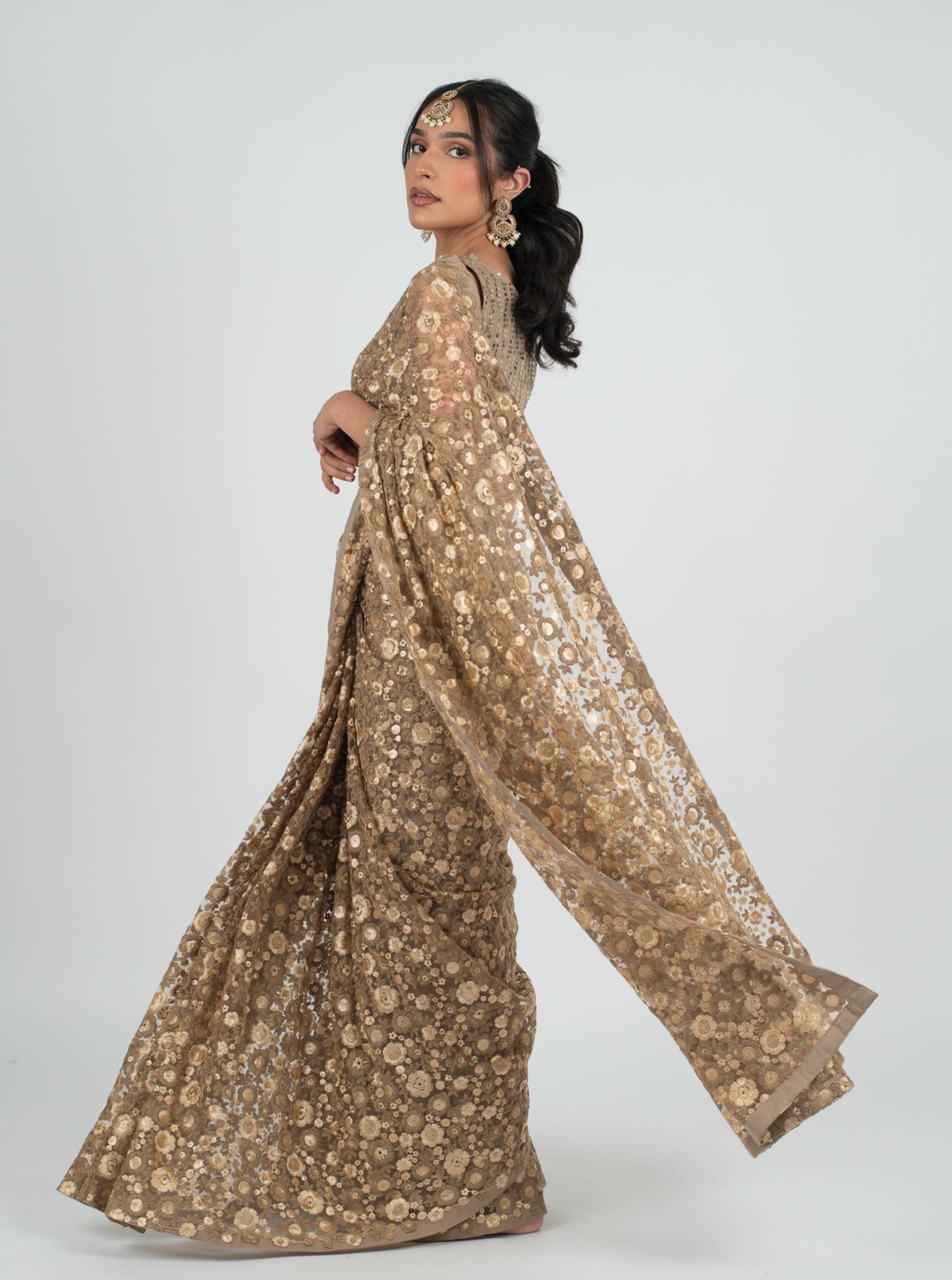 Taupe Masquerade Saree