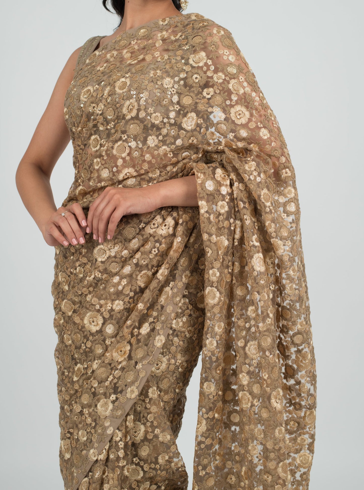 Taupe Masquerade Saree