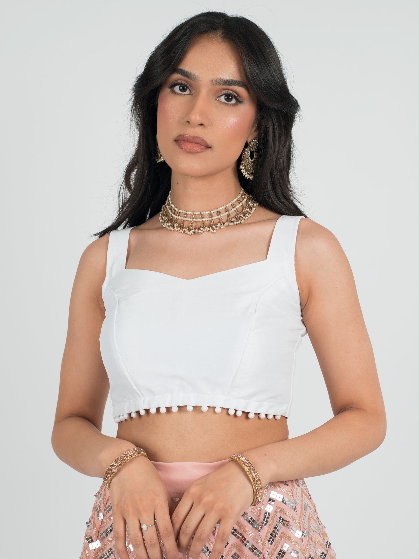White Pom Blouse