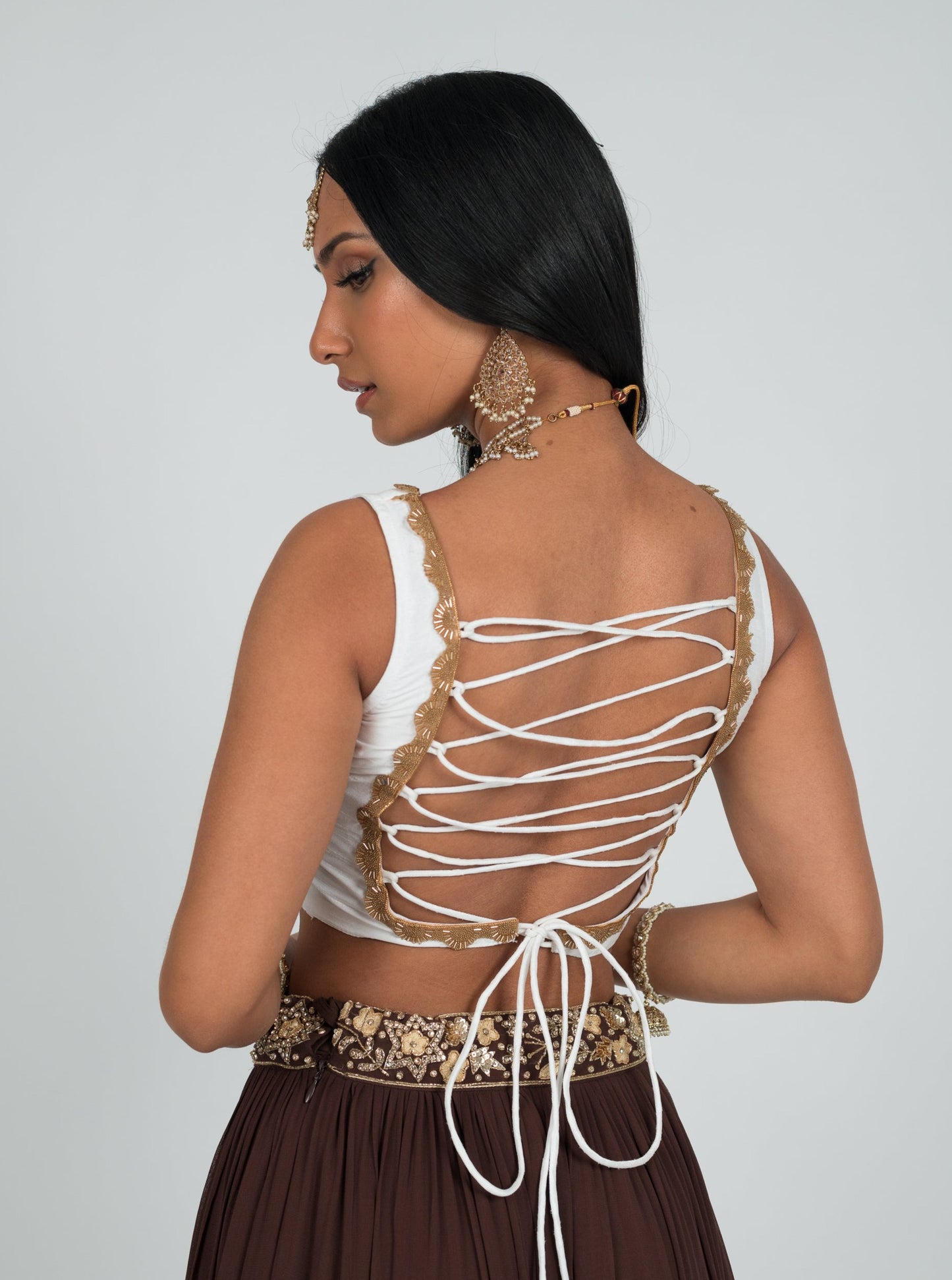 White Backless Blouse