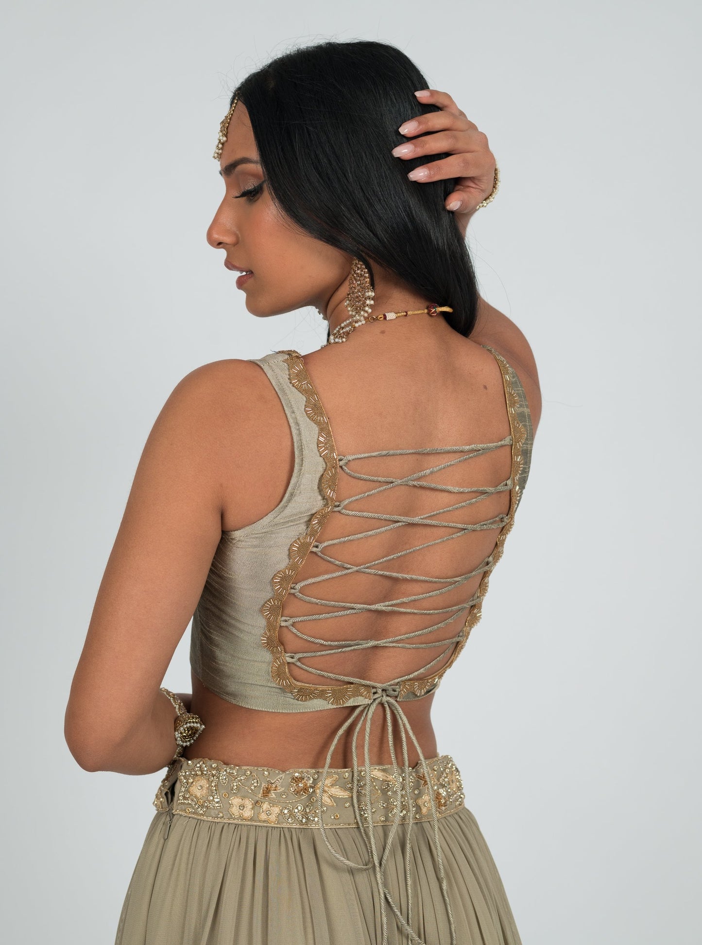 Taupe Backless Blouse