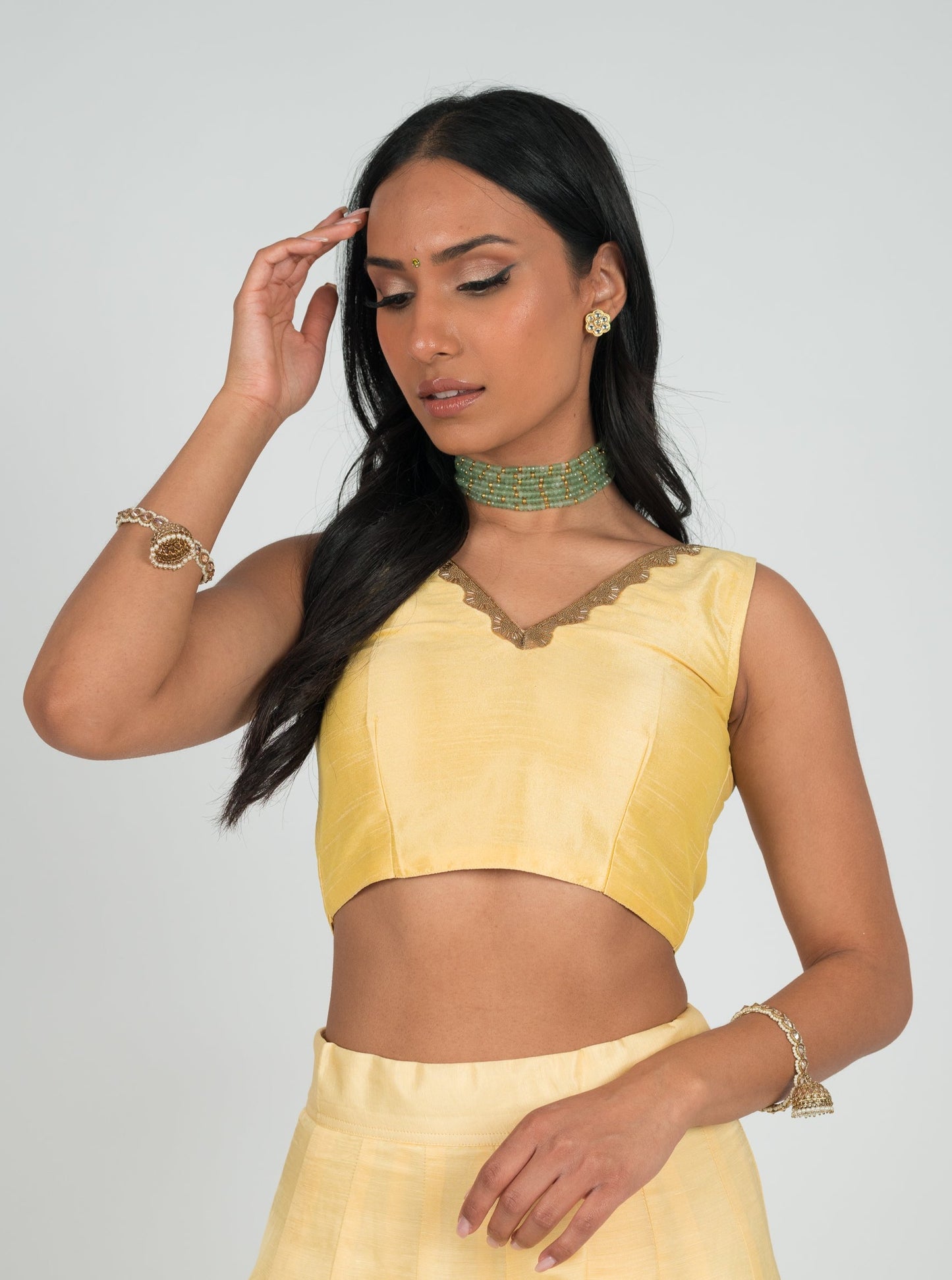 Yellow Backless Blouse