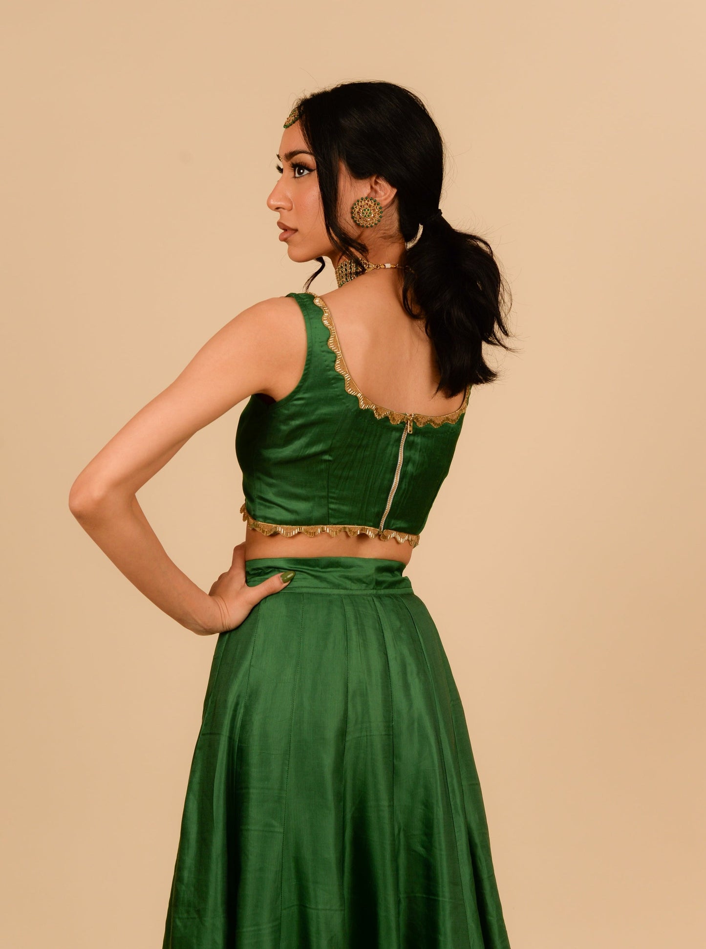 Peacock Green Linen Blouse