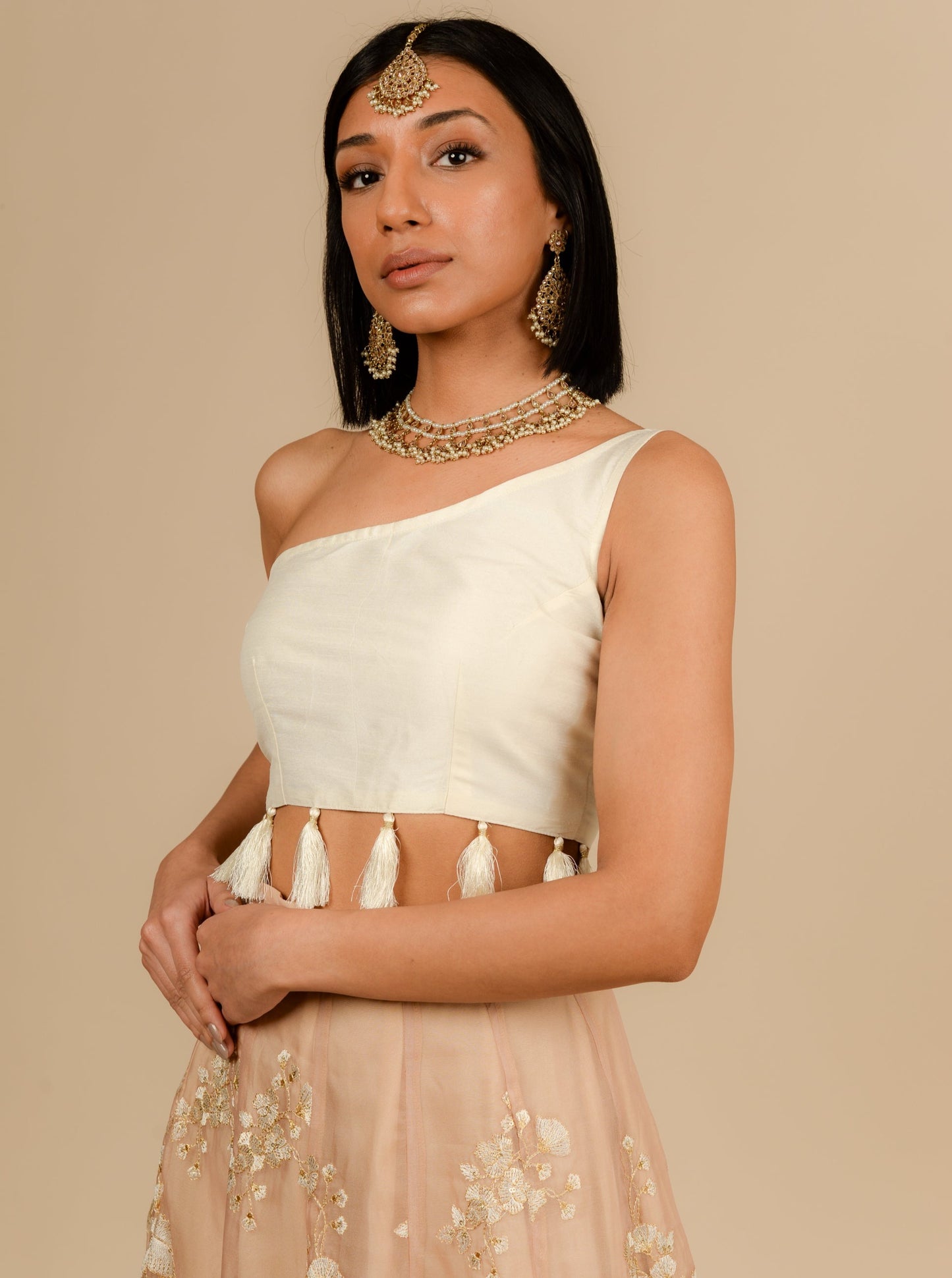 Cream Tassel Blouse