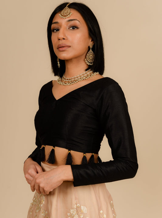 Black Tassel Blouse